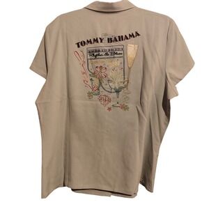 Tommy Bahama Womens XL Silk Shirt Rhythm & Blues Happy New Year 2008 Embroidered